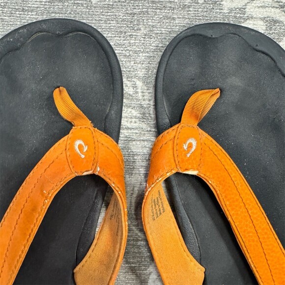 OluKai Ohana Men\'s Flip Flop Sandals Orange/Black Slip On Size 8 main image 5